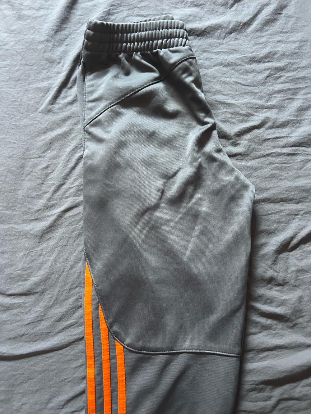adidas Kids Gray Track Pants with Orange Logo Accent - Picture 3 of 4